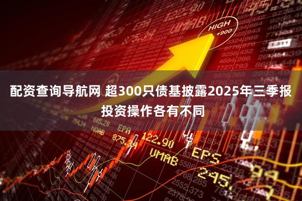 配资查询导航网 超300只债基披露2025年三季报 投资操作各有不同
