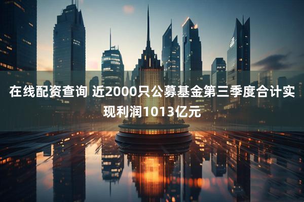 在线配资查询 近2000只公募基金第三季度合计实现利润1013亿元